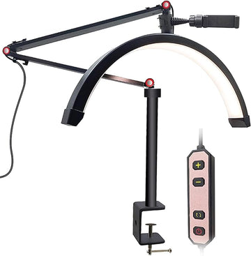 Led Half Moon Light for Lashes, Tattoo Lamp, Estheticians Light, Desk Lamp, Swing Arm Light, Lash Lamp,Black