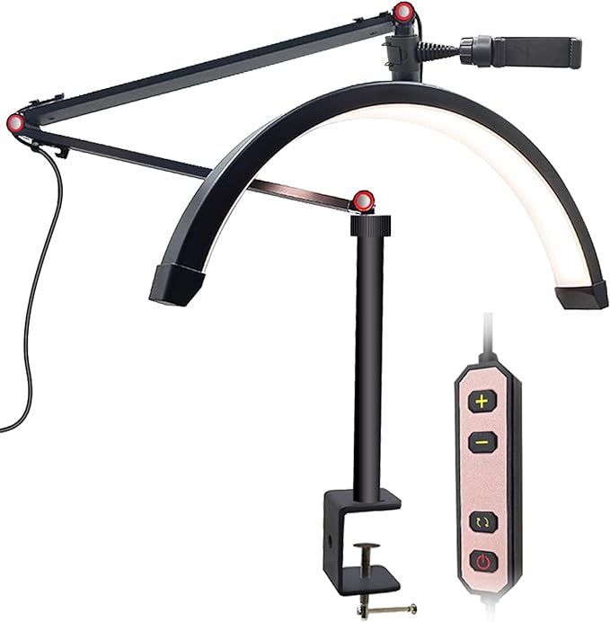 Led Half Moon Light for Lashes, Tattoo Lamp, Estheticians Light, Desk Lamp, Swing Arm Light, Lash Lamp,Black