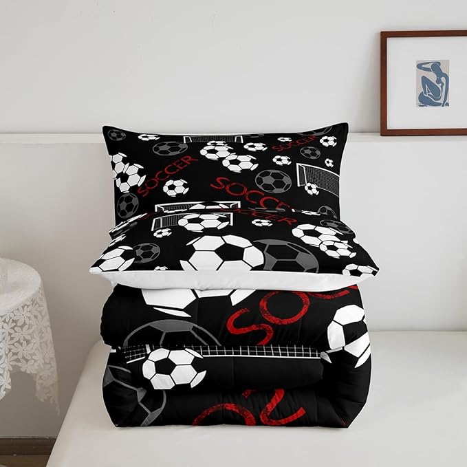 Feelyou Football Comforter Set King Size Rugby Sports Comforter for Kids Teens Adults Soccer Ball Game Bedding Set Gift for Football Lover Duvet Set Room Decor 3Pcs with 2 Pillow Case