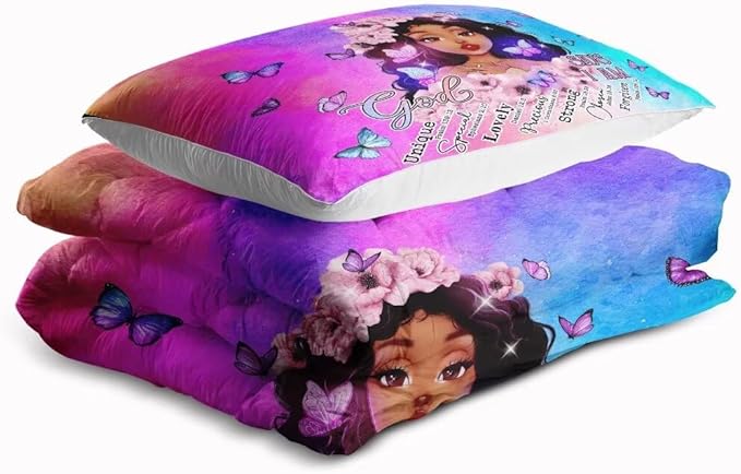 Black Girl Comforter Set Queen,Black Girl Magic Bedding Set,You are Beautifu Lady Bed Bedroom Set,African American Girl Inspirational Quotes Comforter Set