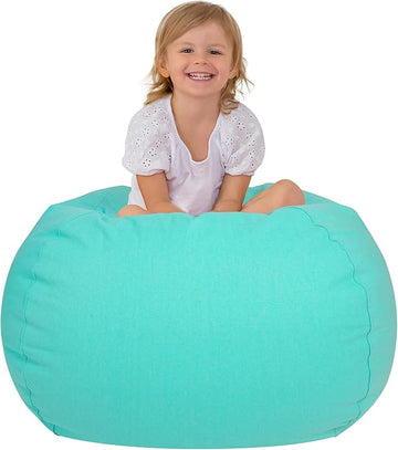 Aubliss Stuffed Animal Bean Bag Storage Chair, Beanbag Covers Only for Organizing Plush Toys, Turns into Bean Bag Seat for Kids When Filled, X-Large 48"-Canvas Solid Aqua