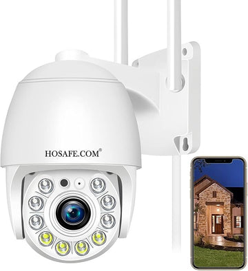 Security Camera Outdoor 2K 4MP, Hosafe WiFi Home Security System Video Surveillance IP Camera, Floodlight Motion Detection, Pan Tilt Auto Tracking, Two Way Audio, Color Night Vision, Waterproof