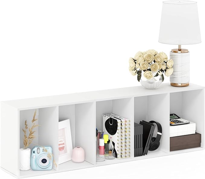 Furinno Luder Bookcase / Book / Storage , 5-Tier, White