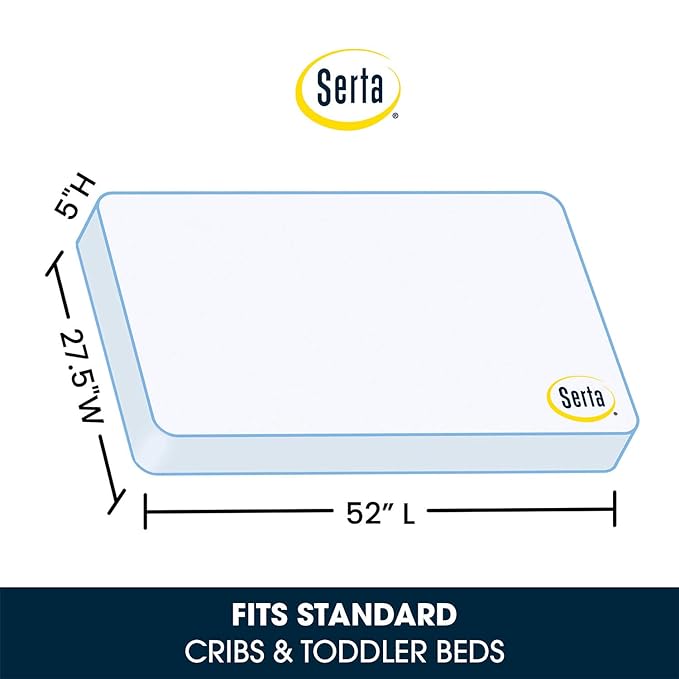 Delta Children Abby Convertible Crib 'N' Changer, Bianca + Serta Perfect Slumber Dual Sided Recycled Fiber Core Crib and Toddler Mattress (Bundle)