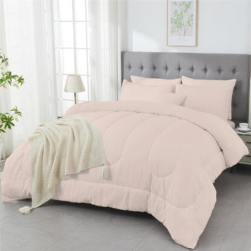 3 Piece Solid Color All Season Bedding Comforter Set Microfiber Soft Lightweight Bedding Set for Kids Teens Adults Room Decor with 1 Comforter and 2 Pillowcases Full