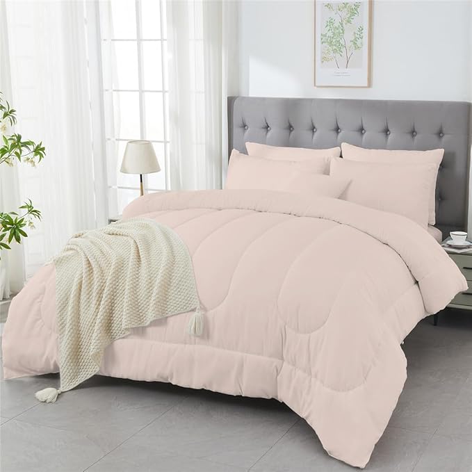 3 Piece Solid Color All Season Bedding Comforter Set Microfiber Soft Lightweight Bedding Set for Kids Teens Adults Room Decor with 1 Comforter and 2 Pillowcases Full