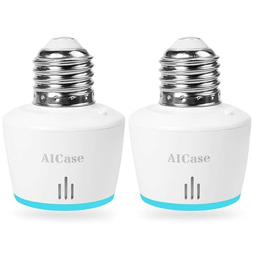 AICase Smart WiFi E27/E26 Light Socket, [2 Pack] Intelligent WLAN Home Remote Control Light Lamp Bulb Holder Compatible with Alexa and Google Home-White