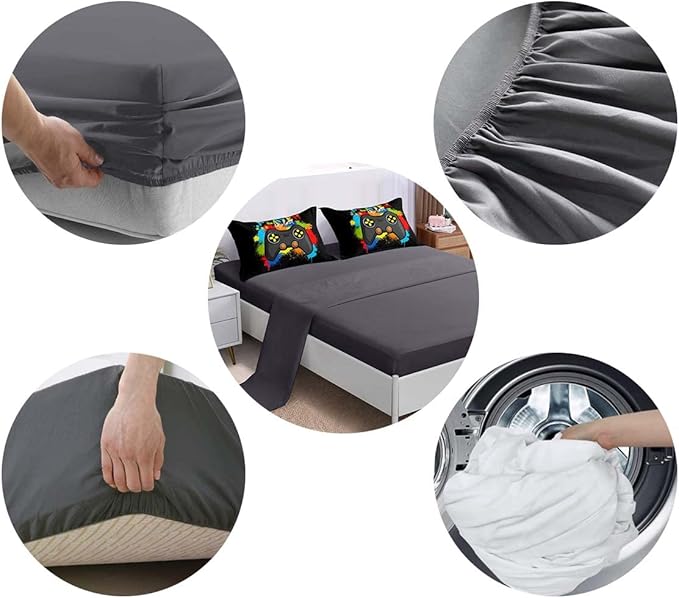 6 Pieces Gamer Comforter Set for Boys Gaming Bedding Set Full Size,Video Game Controller Comforter for Boys Kids Adult 3D Gamepad Microfiber Bedding Sets 6 Pieces Bed in A Bag Sets30019,Full