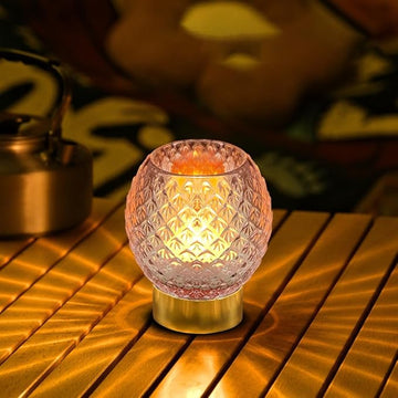 Battery Operated Lamp with Timer,Glass Cordless Lamps with LED Bulb,Decorative Lights for Living Room Bedroom Tabletop Entryway Centerpiece Gift (Pink)