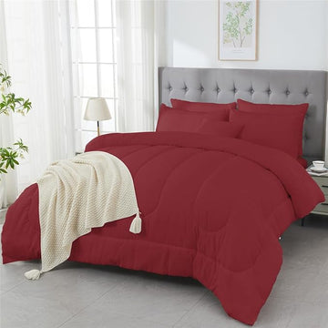 3 Piece Solid Color All Season Bedding Comforter Set Microfiber Soft Lightweight Bedding Set for Kids Teens Adults Room Decor with 1 Comforter and 2 Pillowcases Queen