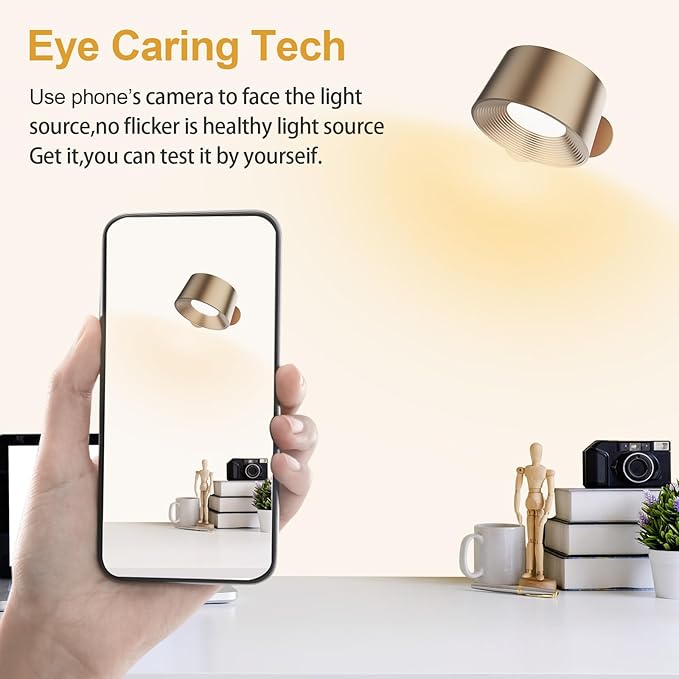 ZAYAZ LED Wall Sconces, LED Wall Mounted Lamps, LED Reading Lights for Bedroom, Wireless Lamp with 360° Rotate Magnetic Ball with FreeGift Desk Lamp Bracket for Table Lamps(Rose Gold)