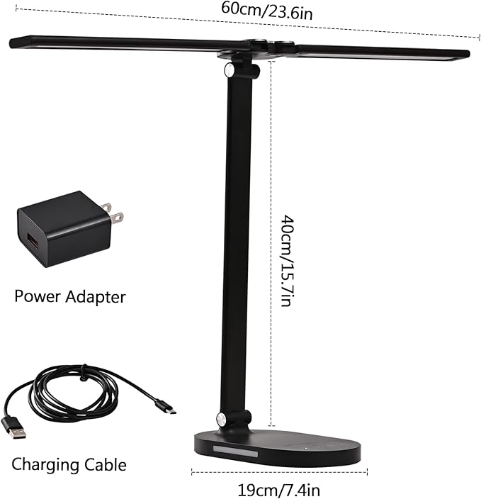 Desk Lights for Home Office - LED Desk Lamp with Night Light, Office Desk Lamp with Memory Function, 5CCT Brightest Workbench Office Lighting, Dimmable Modern Desk Lamp for Monitor Studio Reading