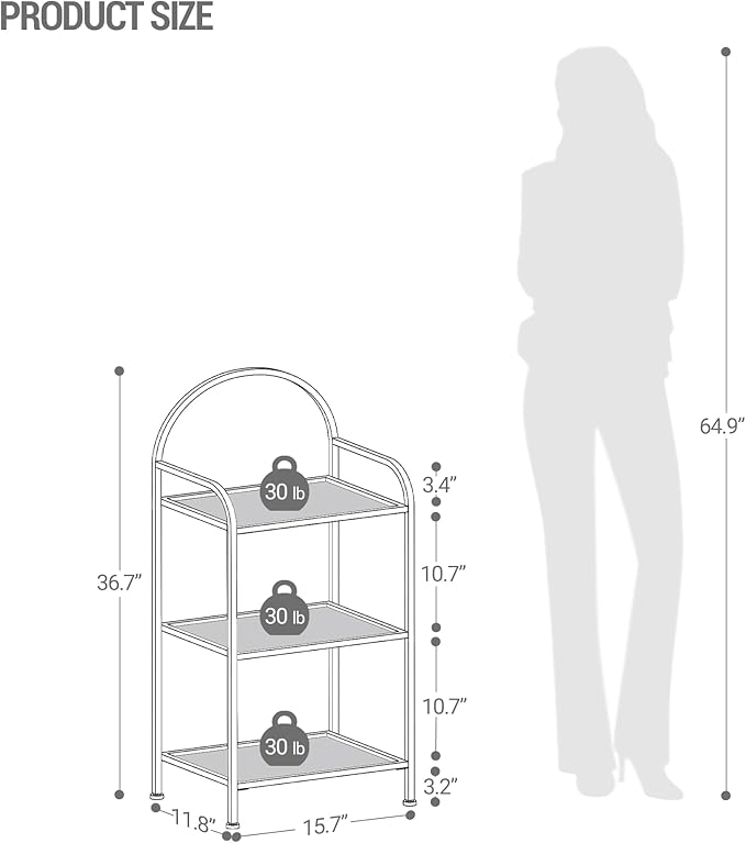 Bookcase Bookshelf, Tempered Glass Bookshelves, Slim Shelving Unit for Bedroom, Bathroom, Home Office, Steel Frame, 3 Tier Black BC10301B