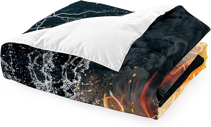 Basketball Comforter Set Twin, Sports Basketball Bedding for Boys Kids Teens Bedroom Orange Basketball Ice Fire Twin Size Comforter Set for Boys 2 Pieces(1 Comforter 1 Pillowcase)