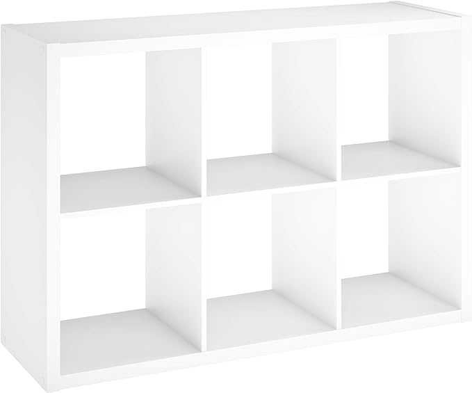 ClosetMaid 6 Cube Storage Shelf Organizer Bookshelf with Open Back, Vertical or Horizontal, Easy Assembly, Wood, White Finish