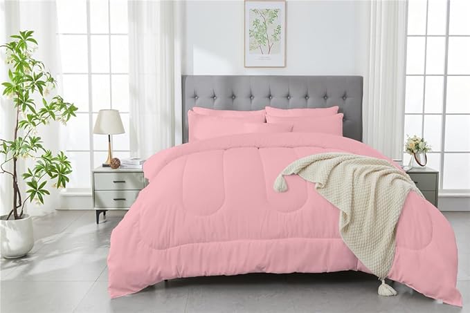 3 Piece Solid Color All Season Bedding Comforter Set Microfiber Soft Lightweight Bedding Set for Kids Teens Adults Room Decor with 1 Comforter and 2 Pillowcases Full