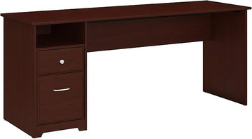 Bush Furniture Cabot Desks for Home Office with Storage and Chrome Hardware | Elegant Computer Table with Drawers, 72W, Harvest Cherry