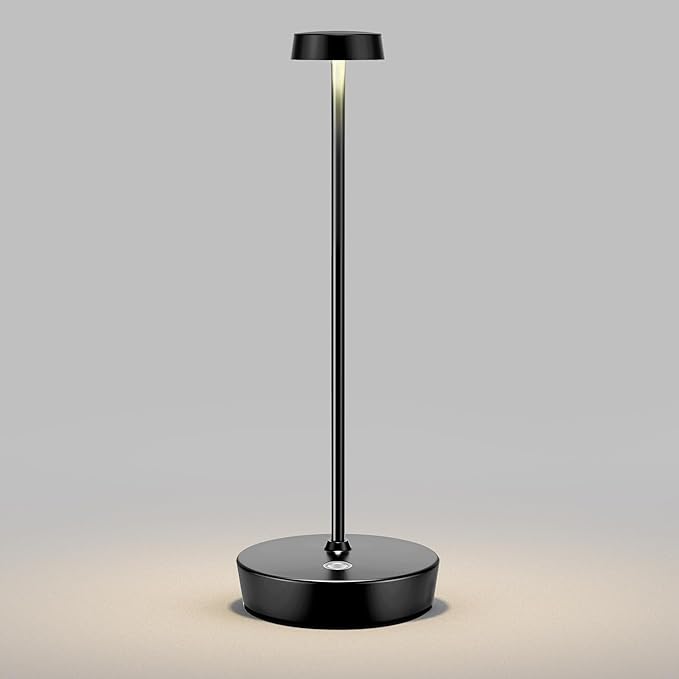Rechargeable Table Lamp Cordless Battery Operated LED Light 5000mAh 3-level Brightness Portable Desk Lamps Touch Control Indoor Outdoor Use for Patio Home Restaurant