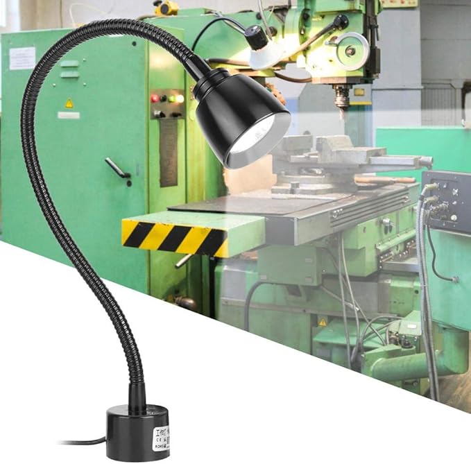 CHICIRIS 7W LED Machine Tool Lamp, Metal LED Working Light with Magnetic Base, Flexible Gooseneck Work Lamp, for Reading Lamp, Headboard CNC Punching Machine US Plug