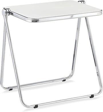 KAIHAOWIN Folding TV Tray Table Acrylic Foldable Table No Assembly Required Tiny Desk for Home Office Side Table Small Computer Desk for Small Spaces-White