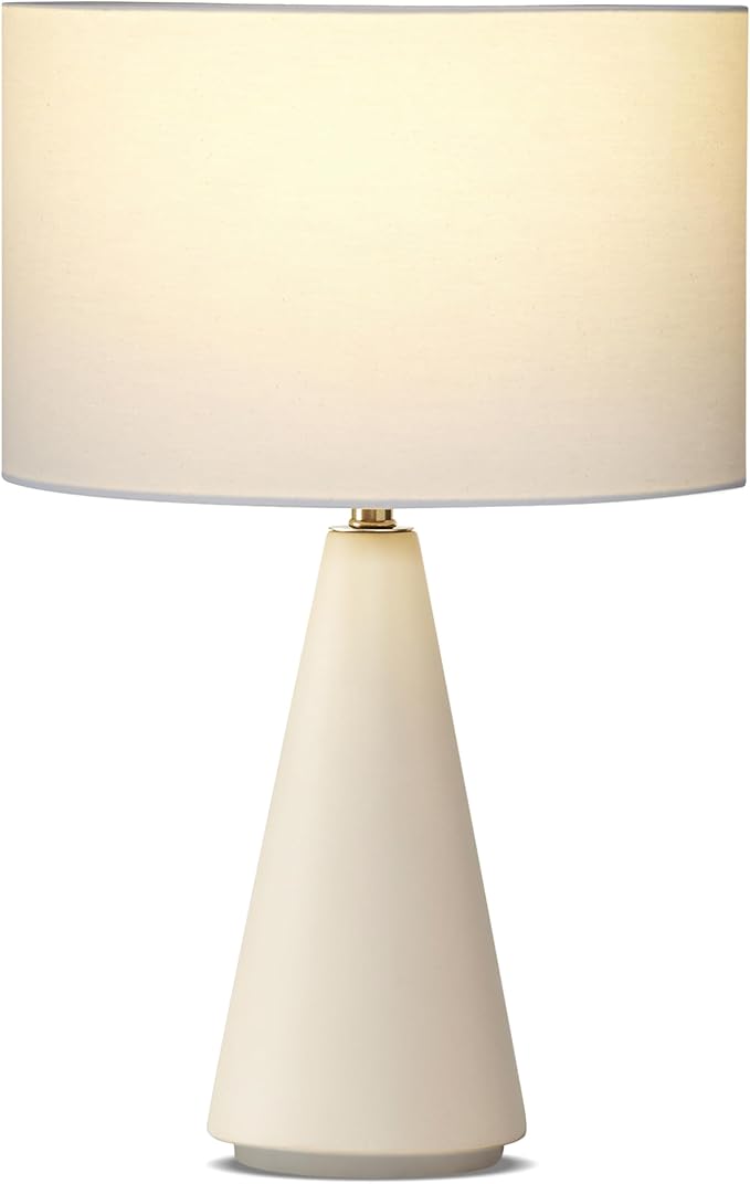 Brightech Nathaniel LED Table Lamp - Modern White Cement Tower Table Lamp for Bedside, Nightstand, Desk - Cozy Soft White Light for Living Room, Bedroom