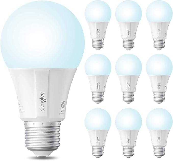 Sengled Zigbee Smart Light Bulbs, Smart Hub Required, Works with SmartThings and Echo with built-in Hub, Voice Control with Alexa and Google Home, Daylight 60W Equivalent A19 Alexa Light Bulb, 10 Pack