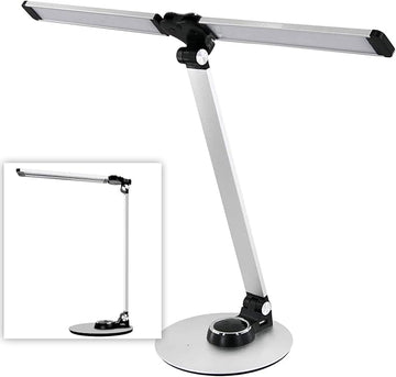 NUNET LED Desk Lamps for Home Office,Piano Lamp for Upright Piano,NULED Rotatable Aluminum Desk Lamp with USB Charging Port,Eye-Caring Reading Light/3 Lighting Modes/Brightness diammable Lamp,Silver