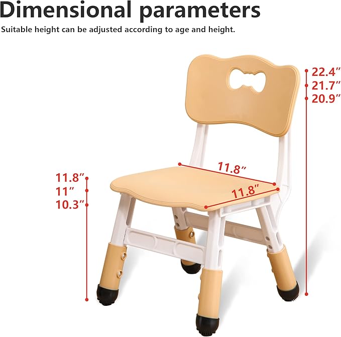 Kids' Desk Chairs Adjustable Height is Suitable for Children's Chairs Used in Families, Schools and Day-Care Between 2-10 Years Old The Max Bearing Capacity is 220LB(4PCS-Beige)