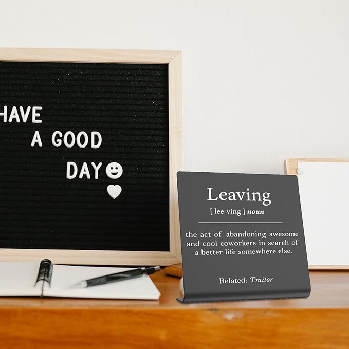 Going Away Gift For Coworker Leaving funny Office Desk Decor Farewell Gifts For Boss Leaving JobGoodbye Gifts For Coworkers Retirement Party Decorations Plaque dksg17