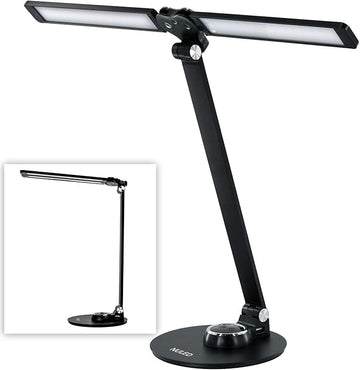 NUNET LED Desk Lamps for Home Office,Piano Lamp for Upright Piano,Rotatable Aluminum Desk Lamps with USB Charging Port,Eye-Caring Reading Light/3 Lighting Modes/Brightness Adjustable Lamp,Black
