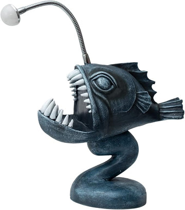 Angler fish Lamp, Lantern Fish Light, 10.5" x 10" x 5" Gothic Desk Lamp, Steampunk Style Table Lamp, LED Night Light, Book Lights, Industrial Creative Decor for Home Office Dorm