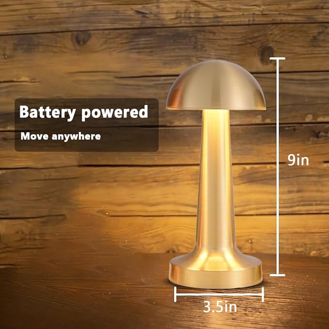 Portable LED Table Lamp, 3-Levels Brightness Metal Desk Lamp, 3 Color Touch Control Rechargeable Lamp, Night Light, Bedside Lamp,Dining Room Lamp (Gold)
