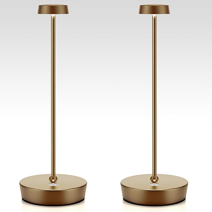 Rechargeable Table Lamp Cordless Battery Operated LED Light 5000mAh 3-level Brightness Portable Desk Lamps Waterproof Touch Control Indoor Outdoor Use for Patio Home Restaurant (2-Brown)