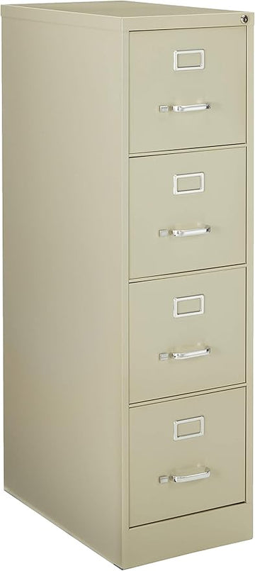 Lorell 4-Drawer Vertical File with Lock, 15 by 25 by 52-Inch, Putty