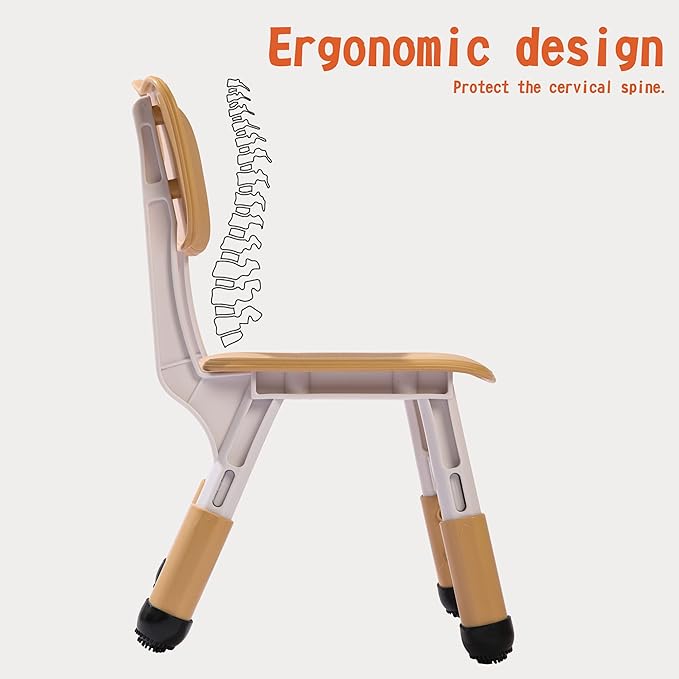 Kids' Desk Chairs Adjustable Height is Suitable for Children's Chairs Used in Families, Schools and Day-Care Between 2-10 Years Old The Max Bearing Capacity is 220LB(4PCS-Beige)