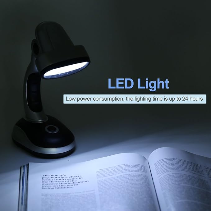 Led Desk Lamp, 12-Bulb Battery-Operated Table Light Eye Care for Reading Study Lighting