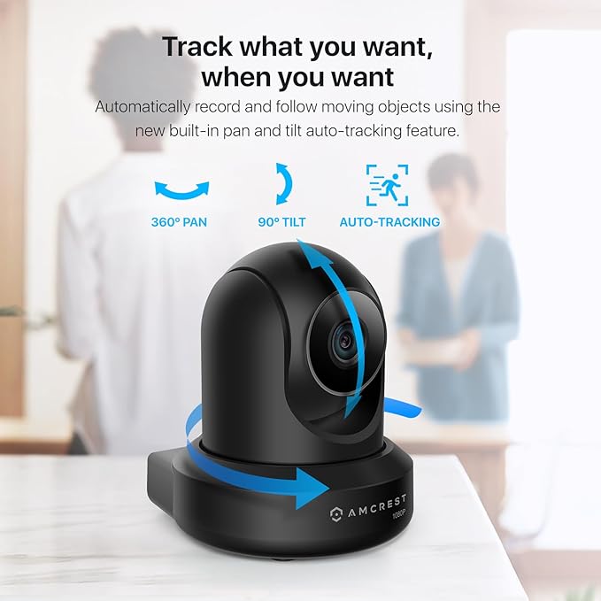 Amcrest ProHD 1080P WiFi 2MP (1920TVL) Indoor Pan/Tilt Security Wireless IP Camera IP2M-841B (Black)