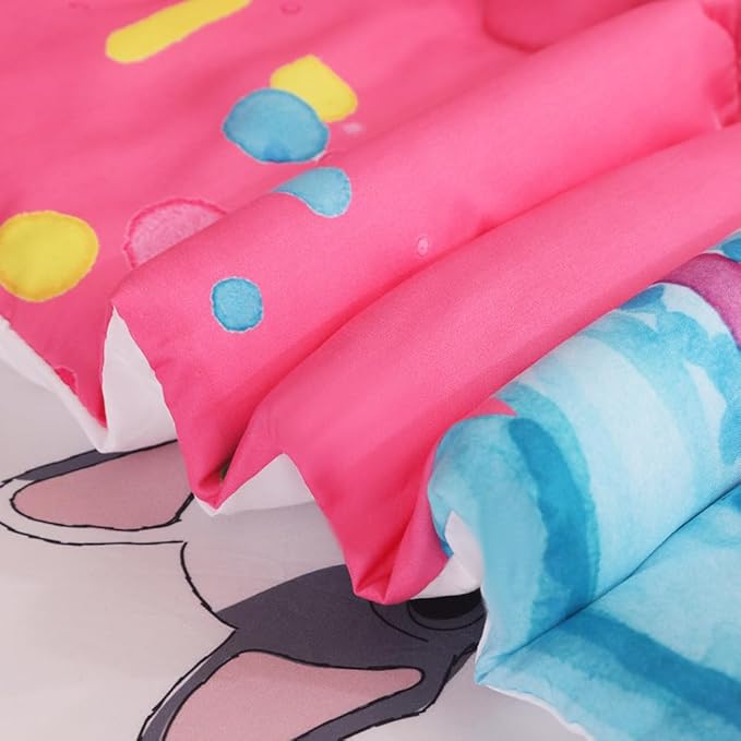 7 Piece Dog Comforter Set Twin Size for Kids Cute 3D French Bulldog Dogs Bedding Bed in A Bag for Teens Boys Girls All Season Watercolor Pink Animal Themed Comforter