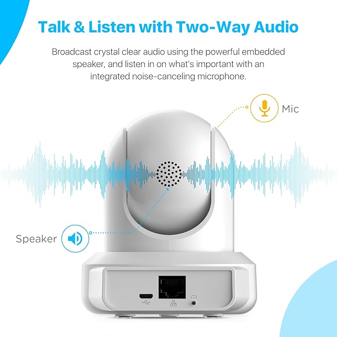 Amcrest 4MP ProHD Indoor WiFi, Security IP Camera with Pan/Tilt, Two-Way Audio, Night Vision, Remote Viewing, 4-Megapixel @30FPS, Wide 90° FOV, IP4M-1041W (White)
