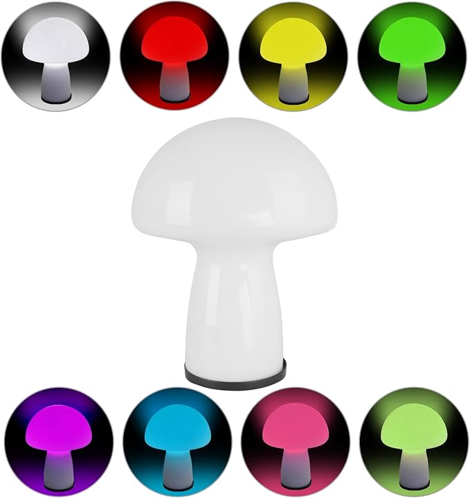 Milk White Mushroom lamp, Murano style retro design,Glass desk lamp with RGB 16 Color gradient dimmable LED bulbs, bedroom bedside bedside lamp, perfect home decoration.(LED Bulb Included)