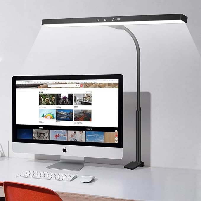 NEWACALOX Desk Lamps for Home Office, LED Desk Lamp with Touch Control and Night Light Function, Architect Task Lamp with 16-inch Long Lamp Head, 3 Modes 10 Brightness Gooseneck Desk Light