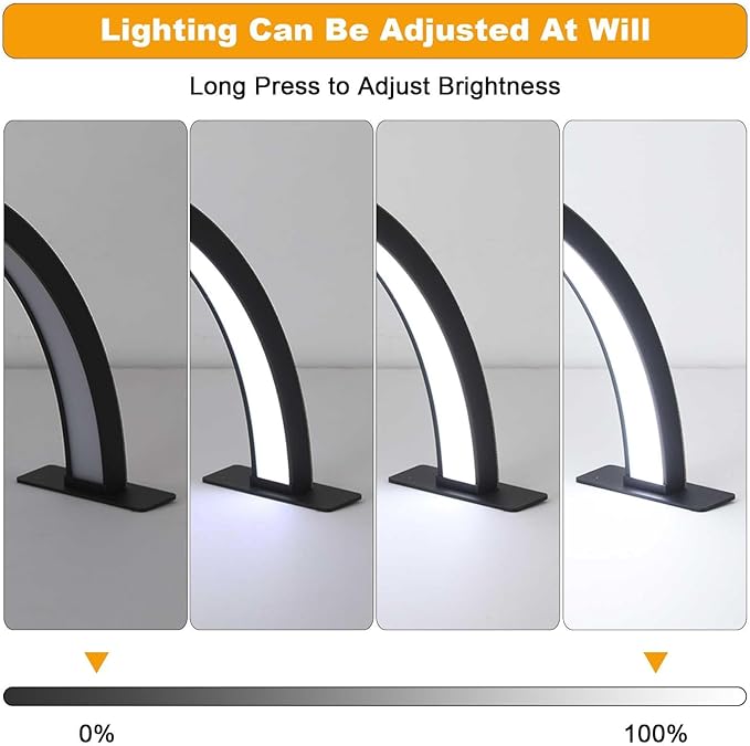 Half Moon Nail Desk Lamp, 48W Manicure LED Light for Nails, 3360 Lumen Stepless Dimming with Wire Controller, 3 Light Modes Nail Light for Desk, Arch Light for Nail Techs