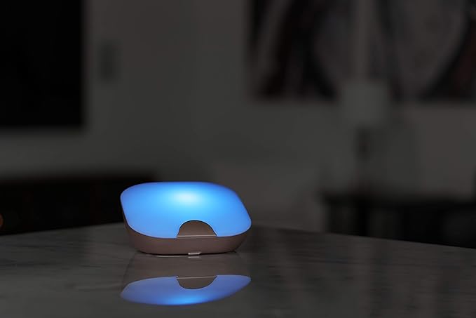 ENBRIGHTEN Night Light LED Table Lamp, Touch Sensor, Color Changing RGB, Wireless, Battery Operated, SleepLite, Sleep Friendly, Dimmable, Bedroom, Living Room, Office, Desk, Rose Gold, 47413