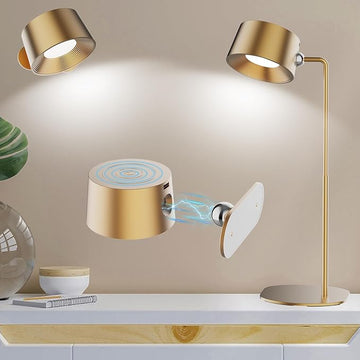ZAYAZ LED Wall Sconces, LED Wall Mounted Lamps, LED Reading Lights for Bedroom, Wireless Lamp with 360° Rotate Magnetic Ball with FreeGift Desk Lamp Bracket for Table Lamps(Rose Gold)