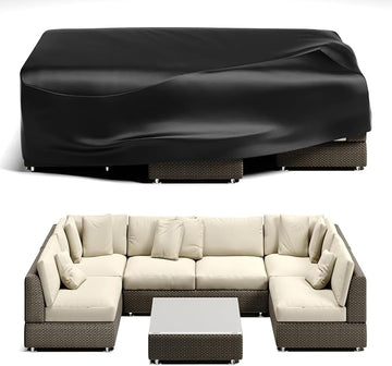 Waterproof Patio Furniture Set Cover,Outdoor Dining Table and Chairs Set Cover,Outside UV Resistant Snow Protection Cover,Rectangle Couch Sectional Cover- Fits up to 107L x 66W x 28H inches