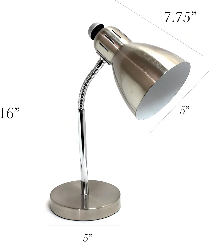 Simple Designs LD1037-BSN Semi-Flexible Desk Lamp, Brushed Nickel (Pack of 6)