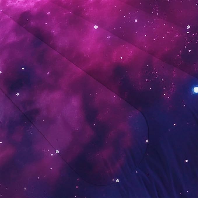 Galaxy Bedding Full Size Purple Outer Space Comforter Set for Girls Boys Kids Children Teen Bedroom Quilt 1 Comforter + 2 Pillow Cases