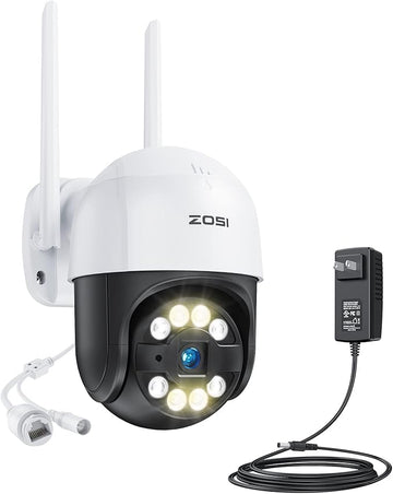 ZOSI C289 2K Pan/Tilt WiFi Add On Camera, 3MP Plug-in Outdoor PT Security Camera, Night Vision, Human Detection, 2 Way Audio, Smart Light Siren, Only Work 2K WiFi NVR System(ZR08RP,ZR08LL)