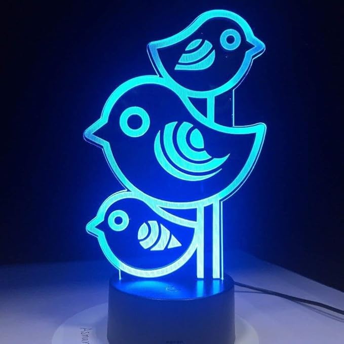 Lovely Little Birds 3D Night Lights,USB Charging LED Table Lamp Kid's Room Decors Optical Illusion 3D Arts Bedside Lamp Gifts for Kids Decor Gifts for Baby Son Daughter or Grand Daughter