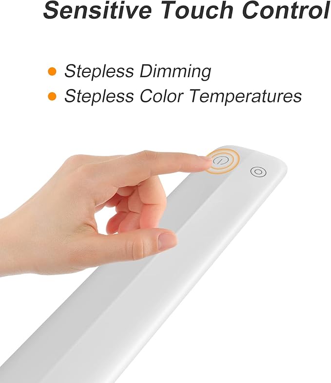 YOUKOYI LED Desk Lamp with Clamp,Flexible Gooseneck Architect Table Lamp - 5 Brightness Levels & 4 Color Modes, Touch Control, Eye-Care 10W Desk Light for Home/Office/Reading/Work(White)